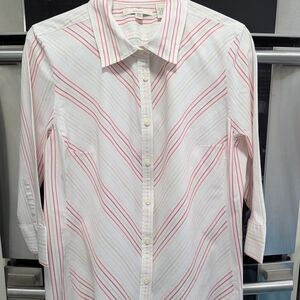 Merona Woman's 22W Striped Pink and White Blouse 3/4 Sleeve Like New